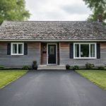 “Exterior of an older Canadian home with weathered roof shingles and wood siding in a suburban setting under an overcast sky.”